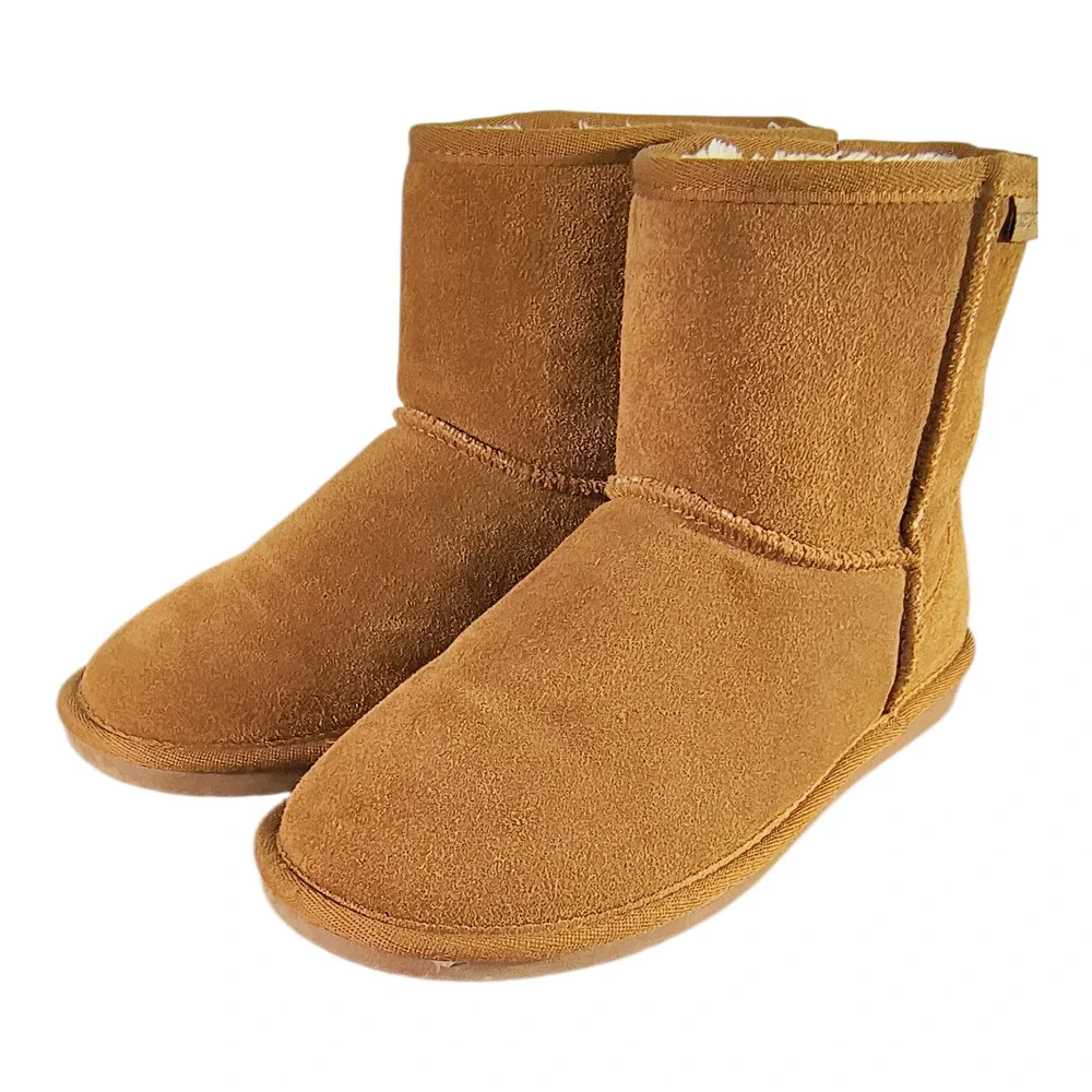 Minnetonka Backus 85701 Boots Women's Size 8M Brown Suede Faux Fur Lined Pull-on